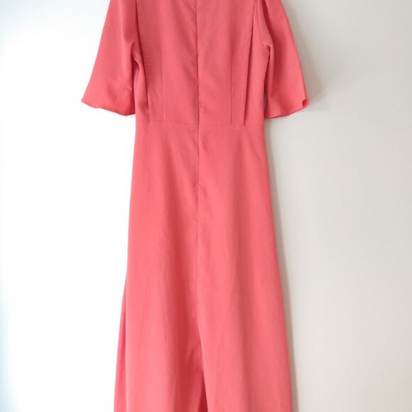 Amish Mennonite Cape Dress 34"B 27.5"W Handmade Modest STAINS Pink Coral Crinkle - Picture 14 of 16
